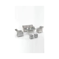 Evdemo Eren Rattan Puflu Bahçe Balkon Takımı 3+1+1 Gri Evdemo Eren Rattan Puflu Bahçe Balkon Takımı 3+1+1 Gri