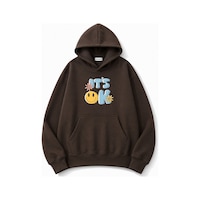 Herkesemoda İt's Ok Baskılı Kapüşonlu 2 İplik Şardonlu Sweatshirt Kahverengi Herkesemoda İt's Ok Baskılı Kapüşonlu 2 İplik Şardonlu Sweatshirt Kahverengi