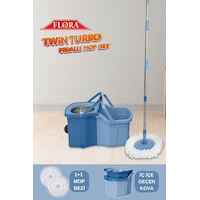 Twin Turbo Pedallı Çelik Mop Set, Temiz Ve Kirli Suyu Ayıran Otomatik Temizlik Seti 1+1 Mop Mavi Twin Turbo Pedallı Çelik Mop Set, Temiz Ve Kirli Suyu Ayıran Otomatik Temizlik Seti 1+1 Mop Mavi