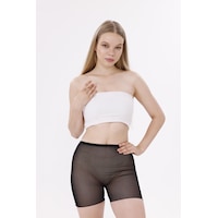 Freshness 0024 Lazer Kesim Tül Boxer Korse Siyah