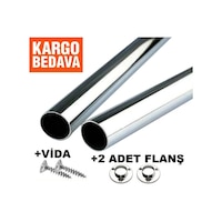 Ercanyapimarket Krom Kaplama Dolap Içi Askı Borusu - Askılık Boru + 2 Adet Flanş Diğer Ercanyapimarket Krom Kaplama Dolap Içi Askı Borusu - Askılık Boru + 2 Adet Flanş Diğer