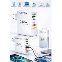 Fürtger German Frt-25w B 260w 3 Type-c + 3 Usb-a Toplam 6 Çıkışlı Süper Hızlı Şarj Aleti Fürtger German Frt-25w B 260w 3 Type-c + 3 Usb-a Toplam 6 Çıkışlı Süper Hızlı Şarj Aleti