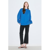 Manuka Oversıze Etiketli Sweatshırt Mavi Ss26swt00003-22