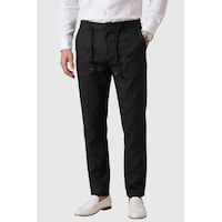 Deepsea Siyah Slim Fit Likralı Keten Dokulu Lastikli Belli İpli Yazlık Erkek Pantolon 2603001 Deepsea Siyah Slim Fit Likralı Keten Dokulu Lastikli Belli İpli Yazlık Erkek Pantolon 2603001