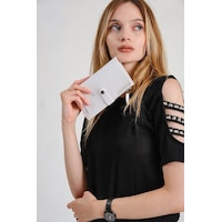 Just Polo Kadın Kilit Detaylı Cüzdan 1001mh Beyaz
