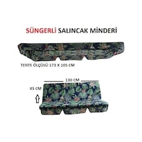 Süngerli Salıncak Minder Seti Tenteli Bahçe Minderi 2 Kişilik Süngerli Yeşil Yaprak Yeşil - Mavi