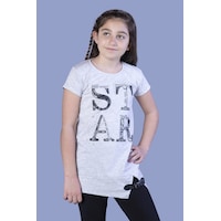Toontoy Kids Toontoy Kız Çocuk Star Baskılı Kemer Detaylı Tişört Gri Melanj Toontoy Kids Toontoy Kız Çocuk Star Baskılı Kemer Detaylı Tişört Gri Melanj
