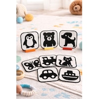Bebekler İçin Siyah Beyaz Kontrast Tummy Time Kartları Hayvan ve Araç Figürlü Standlı Set Bebekler İçin Siyah Beyaz Kontrast Tummy Time Kartları Hayvan ve Araç Figürlü Standlı Set