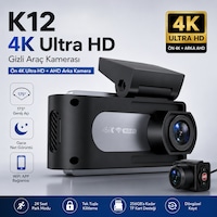 K12 Max 4k Ultra Hd Akıllı Araç Kamerası Ön 4k + Arka Hd Çift Kayıt, Adas, Wifi App Kontrolü, Gece Görüşü, 24 Saat Park Koruması K12 Max 4k Ultra Hd Akıllı Araç Kamerası Ön 4k + Arka Hd Çift Kayıt, Adas, Wifi App Kontrolü, Gece Görüşü, 24 Saat Park Koruması