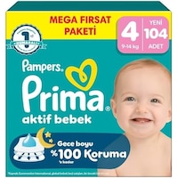 Prima Aktif Bebek Mega Fırsat Paketi 4 Beden 104 Adet