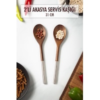 Akasya 2 Li Servis Kaşığı & Sunum Kaşığı & Salata Servis Seti Akasya 2 Li Servis Kaşığı & Sunum Kaşığı & Salata Servis Seti