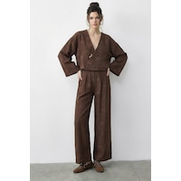 Shade Kadın Kendinden Çiçek Desenli Kruvaze Kimono Salaş Pantolonlu Alt-üst Takım 60613 60283998 - Acı Kahve Çok Renkli Shade Kadın Kendinden Çiçek Desenli Kruvaze Kimono Salaş Pantolonlu Alt-üst Takım 60613 60283998 - Acı Kahve Çok Renkli
