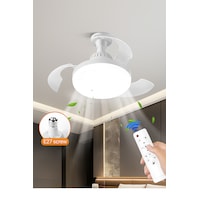 Led Işıklı Katlanabilir Akıllı Tavan Vantilatörü Sessiz Fan