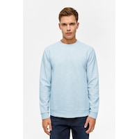 Süvari Bol Kesim O Yaka Melanj Desenli Waffle Sweatshirt Saks Mavi M05 Süvari Bol Kesim O Yaka Melanj Desenli Waffle Sweatshirt Saks Mavi M05