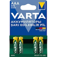 Varta 56703 800 mAh AAA Ni-MH Şarj Edilebilir İnce Kalem Pil 4'lü Varta 56703 800 mAh AAA Ni-MH Şarj Edilebilir İnce Kalem Pil 4'lü