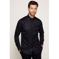 Tudors Slim Fit Uzun Kollu Kolay Ütü Teri Emen Nefes Alan Doku Kravatlık Dört Mevsim Erkek Gömlek Siyah Tudors Slim Fit Uzun Kollu Kolay Ütü Teri Emen Nefes Alan Doku Kravatlık Dört Mevsim Erkek Gömlek Siyah