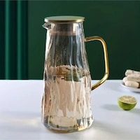 Morponi Borosilikat Cam Metal Kapaklı Lüks Cam Sürahi 1800 Ml Amber Dalgalı Mt Morponi Borosilikat Cam Metal Kapaklı Lüks Cam Sürahi 1800 Ml Amber Dalgalı Mt