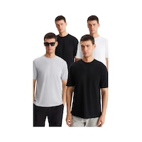 Grımelange Alessandro Erkek 4'lü Organik Pamuk Regular Kalın Dokulu Bisiklet Yaka Syh/grmj/byz T-shirt Grımelange Alessandro Erkek 4'lü Organik Pamuk Regular Kalın Dokulu Bisiklet Yaka Syh/grmj/byz T-shirt