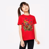 Uyguntarz Çocuk Çiçekler Baskılı Pamuklu Tshirt Kırmızı Uyguntarz Çocuk Çiçekler Baskılı Pamuklu Tshirt Kırmızı