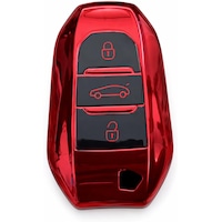 Autohan Keys Peugeot 208, 308, 508, 2008, 3008, 5008, Rifter İle Uyumlu Akıllı Anahtar Koruma Kılıfı, Kırmızı Autohan Keys Peugeot 208, 308, 508, 2008, 3008, 5008, Rifter İle Uyumlu Akıllı Anahtar Koruma Kılıfı, Kırmızı