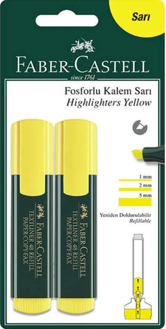 Faber-castell 1548 Fosforlu Kalem Sarı 2 Li Blister Turkuaz Faber-castell 1548 Fosforlu Kalem Sarı 2 Li Blister Turkuaz