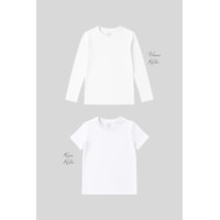 Standart Fit Basic O Yaka 2li Paket Beyaz Unisex Çocuk T-shirt Beyaz Standart Fit Basic O Yaka 2li Paket Beyaz Unisex Çocuk T-shirt Beyaz