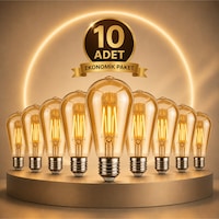 St6 Led Filament Ampul 6w 2700k Amber Cam Sarı Işık 600 Lümen 10lu St6 Led Filament Ampul 6w 2700k Amber Cam Sarı Işık 600 Lümen 10lu