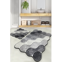 Chilai Home Circle Djt Yıkanabilir Kaymaz Taban Banyo Halısı Klozet Takımı 2'li Set Gri Chilai Home Circle Djt Yıkanabilir Kaymaz Taban Banyo Halısı Klozet Takımı 2'li Set Gri