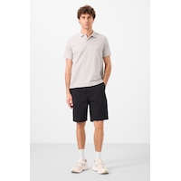 Tommylife Siyah Standart Fit Dokuma Hafif Esnek Chino Erkek Şort - 81291 Siyah