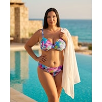 Büyük Beden Kaplı Telli Çiçek Desenli Çapraz Göğüs Tasarımlı Ayarlanabilir Askılı Kadın Bikini Takımı Büyük Beden Kaplı Telli Çiçek Desenli Çapraz Göğüs Tasarımlı Ayarlanabilir Askılı Kadın Bikini Takımı
