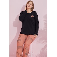 Siyah İnci Pamuklu Curve Büyük Beden Battal Boy Örme Pijama Takım24240734 Siyah Siyah İnci Pamuklu Curve Büyük Beden Battal Boy Örme Pijama Takım24240734 Siyah