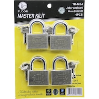 Tudor Td-ms4 Master 4pcs Joker Anahtarlı Tek Anahtarla 4 Kilit Aç 60mm - Gri Kısa Kancalı Çelik Asma Kilit Tudor Td-ms4 Master 4pcs Joker Anahtarlı Tek Anahtarla 4 Kilit Aç 60mm - Gri Kısa Kancalı Çelik Asma Kilit