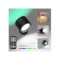 Rgb Uzaktan Kumandalı Şarjlı Duvar Aplik Led Gece Lambası Siyah Rgb Uzaktan Kumandalı Şarjlı Duvar Aplik Led Gece Lambası Siyah
