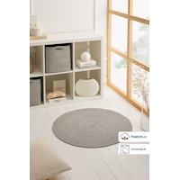 Ocean Home Textile Yıkanabilir Gri Kırçıllı Pamuklu Halı Kilim 80 Cm Çap Ocean Home Textile Yıkanabilir Gri Kırçıllı Pamuklu Halı Kilim 80 Cm Çap