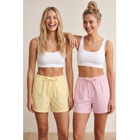 Siyah İnci 2'li Mevsimlik İnce Örme Şortlu Pijama Altı 8064 Çizgili Pembe Sarı Siyah İnci 2'li Mevsimlik İnce Örme Şortlu Pijama Altı 8064 Çizgili Pembe Sarı