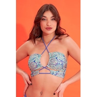 Loya Kadın Renkli Marana Boyundan Bağlamalı Tek Üst Bikini Çok Renkli Loya Kadın Renkli Marana Boyundan Bağlamalı Tek Üst Bikini Çok Renkli
