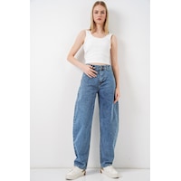 Bigdart 6689 Kadın Yüksek Bel Baggy Kot Pantolon - Mavi Bigdart 6689 Kadın Yüksek Bel Baggy Kot Pantolon - Mavi