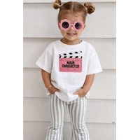 Monila Unisex Çocuk Pamuklu Bisiklet Yaka Baskılı T-shirt Ekru - Pembe Monila Unisex Çocuk Pamuklu Bisiklet Yaka Baskılı T-shirt Ekru - Pembe