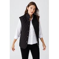 Desen Kolsuz Kapitone Yelek - Minimalist Oversize Günlük Siyah Desen Kolsuz Kapitone Yelek - Minimalist Oversize Günlük Siyah