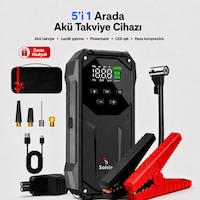 Solvis 5'i 1 Arada 12v Akıllı Akü Takviye Cihazı, Lastik Şişirme Pompası, Powerbank Ve Led Aydınlatma Çanta Hediyeli Solvis 5'i 1 Arada 12v Akıllı Akü Takviye Cihazı, Lastik Şişirme Pompası, Powerbank Ve Led Aydınlatma Çanta Hediyeli