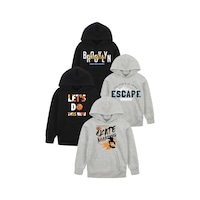 Panios Kids 4'lü Do This-street-sk-world Baskılı Erkek Çocuk Kanguru Cepli Kapüşonlu Sweatshirt Siyah - Gri Panios Kids 4'lü Do This-street-sk-world Baskılı Erkek Çocuk Kanguru Cepli Kapüşonlu Sweatshirt Siyah - Gri
