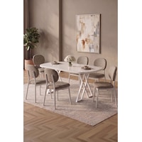 Hooli 90x168 Beyaz Mdf Masa, Metal X Ayak, Metal Sandalye, 6 Kişilik Mutfak Masası Takımı Ve Yemek Masası Takımı Cappuccino Hooli 90x168 Beyaz Mdf Masa, Metal X Ayak, Metal Sandalye, 6 Kişilik Mutfak Masası Takımı Ve Yemek Masası Takımı Cappuccino