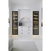 Lüks High Gloss Mutfak Dolabı & Kahve Köşesi Mdf Gövde, Led Aydınlatmalı, 6 Çekmeceli 190x230 Beyaz