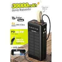 7go Gpw-09 30000mah Güneş Enerjili Powerbank Pd 22.5w Hızlı Şarj Dahili Type-c & Lightning Kablo Siyah 7go Gpw-09 30000mah Güneş Enerjili Powerbank Pd 22.5w Hızlı Şarj Dahili Type-c & Lightning Kablo Siyah