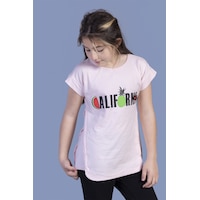 Toontoy Kids Toontoy Kız Çocuk California Baskılı Tişört Pudra