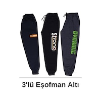 Panios Kids 3'lü New-stron-dynamic Baskılı Erkek Çocuk Çift Cepli Eşofman Altı Çok Renkli