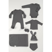 Tinylamb Chester Yenidoğan Organik Hastane Çıkış Seti - 7 Parça Gri Tinylamb Chester Yenidoğan Organik Hastane Çıkış Seti - 7 Parça Gri