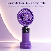 Mkio Şarjlı El Vantilatörü 5 Kademeli, Katlanabilir Dijital Ekranlı Mini El Fanı, 1200 Mah, 5 Pervaneli Güçlü Hava Akışı, Standlı Masaüstü Fan, Usb Şarjlı - Mor Renk Mkio Şarjlı El Vantilatörü 5 Kademeli, Katlanabilir Dijital Ekranlı Mini El Fanı, 1200 Mah, 5 Pervaneli Güçlü Hava Akışı, Standlı Masaüstü Fan, Usb Şarjlı - Mor Renk