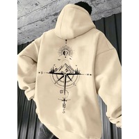 Uyguntarz Unisex Yon Gosteren Pusula Baskılı Oversize Sweatshirt Bej Uyguntarz Unisex Yon Gosteren Pusula Baskılı Oversize Sweatshirt Bej