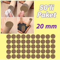 Yapışkanlı Yuvarlak Keçe Masa Sandalye Parke Zemin Ayak Koruyucu Kaydırmaz 20 Mm Keçesi 50'li Paket